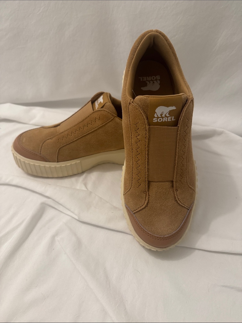 Sorel suede platform activewear shoes - brand new!  Dark tan.  Size 8